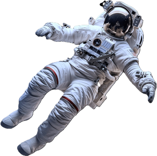 Astronaut floating in a spacesuit