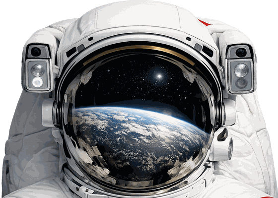 Astronaut helmet reflecting Earth
